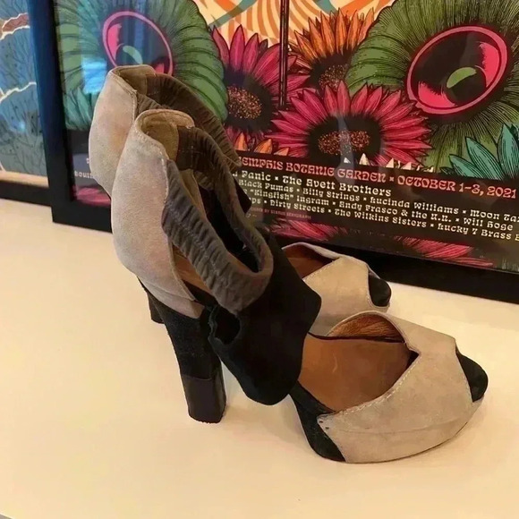 L.A.M.B. Womens Strappy Tri Colored Leather High Heels Peep Toe-Sz 8 - Picture 3 of 8